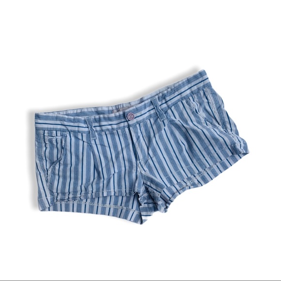 Hollister Blue Stripe Ladies Short Shorts 7 - Picture 7 of 7